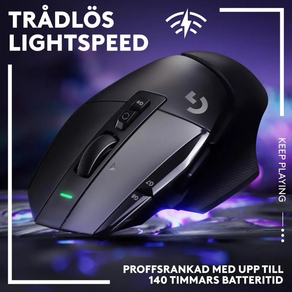 Logitech G 502 X Lightspeed Trådlös gamingmus Svart