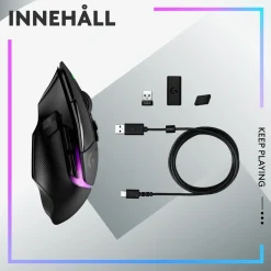 Logitech G 502 X Plus Trådlös gamingmus Svart