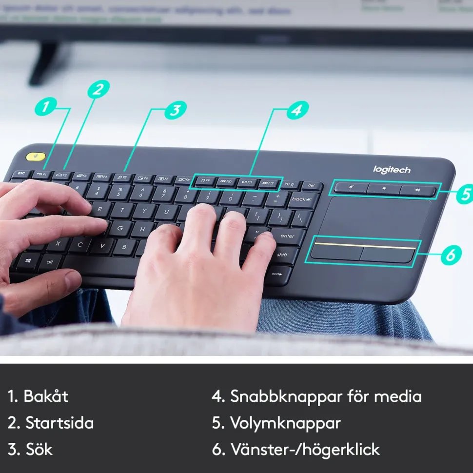 Logitech K400 Plus Trådlöst tangentbord med Touchpad