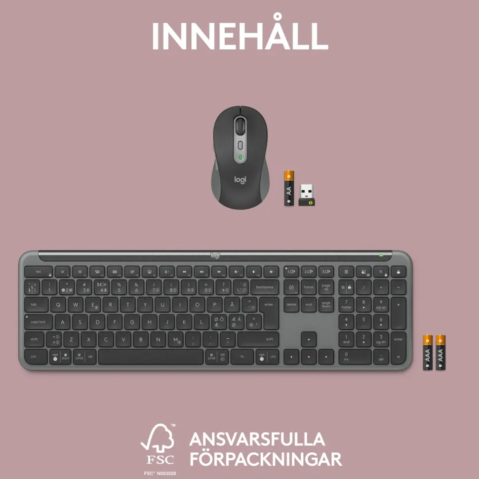Logitech MK950 Signature Slim Trådlöst tangentbord och mus