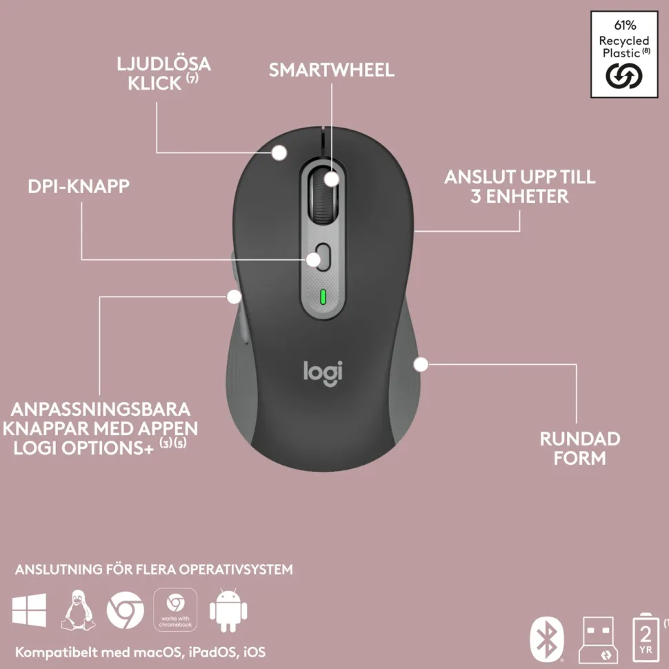 Logitech MK950 Signature Slim Trådlöst tangentbord och mus