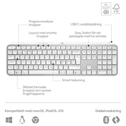 Logitech MX Keys S Trådlöst tangentbord Pale Grey