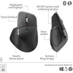 Logitech MX Master 4 Trådlös ergonomisk datormus Graphite