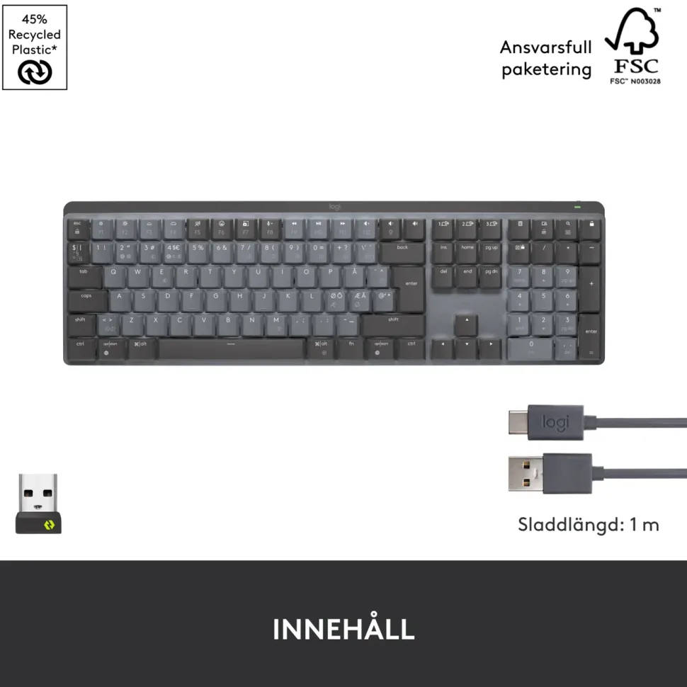 Logitech Mx Mechanical Mekaniskt tangentbord Brown Tactile Quiet