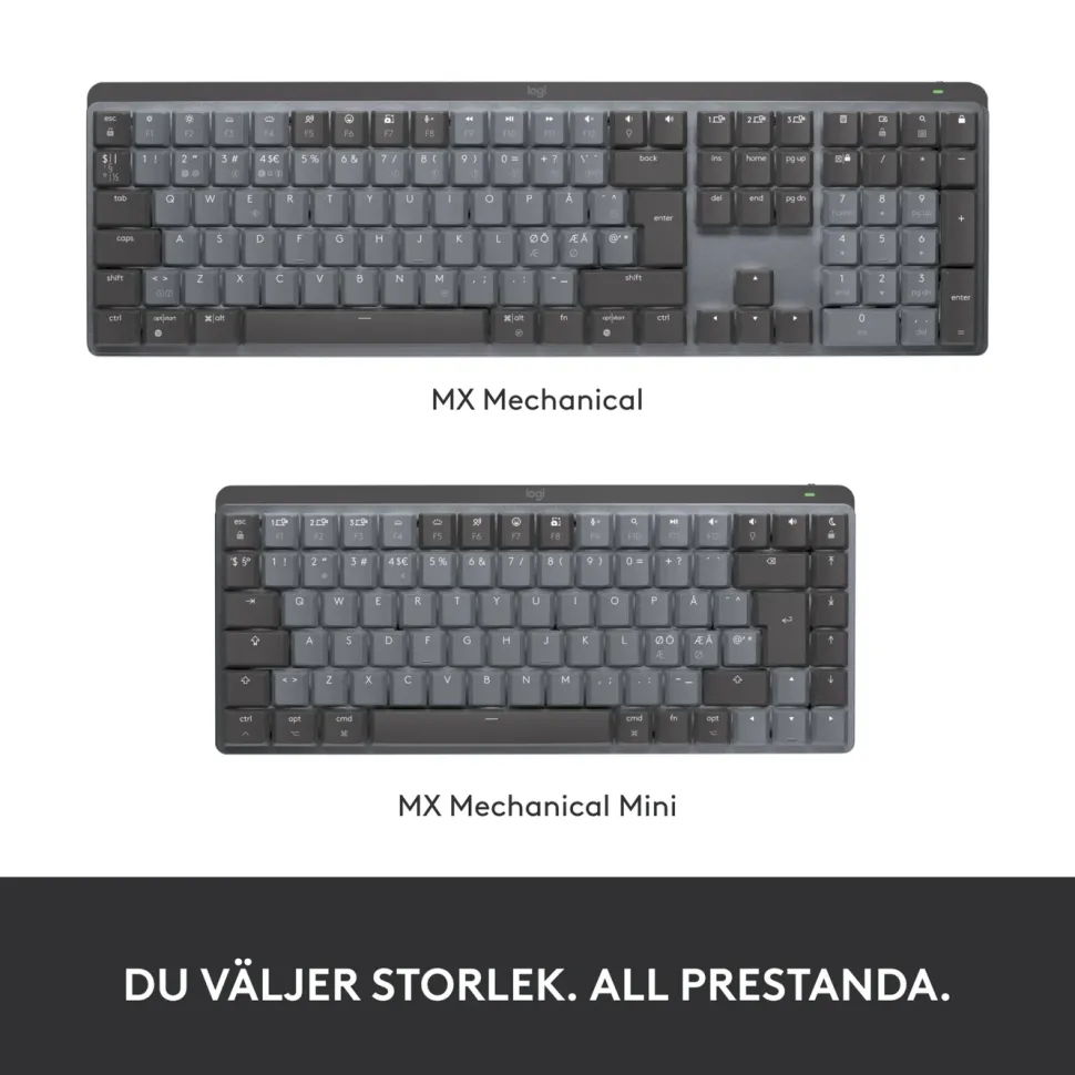 Logitech Mx Mechanical Mini Trådlöst mekaniskt tangentbord Brown Tactile Quiet