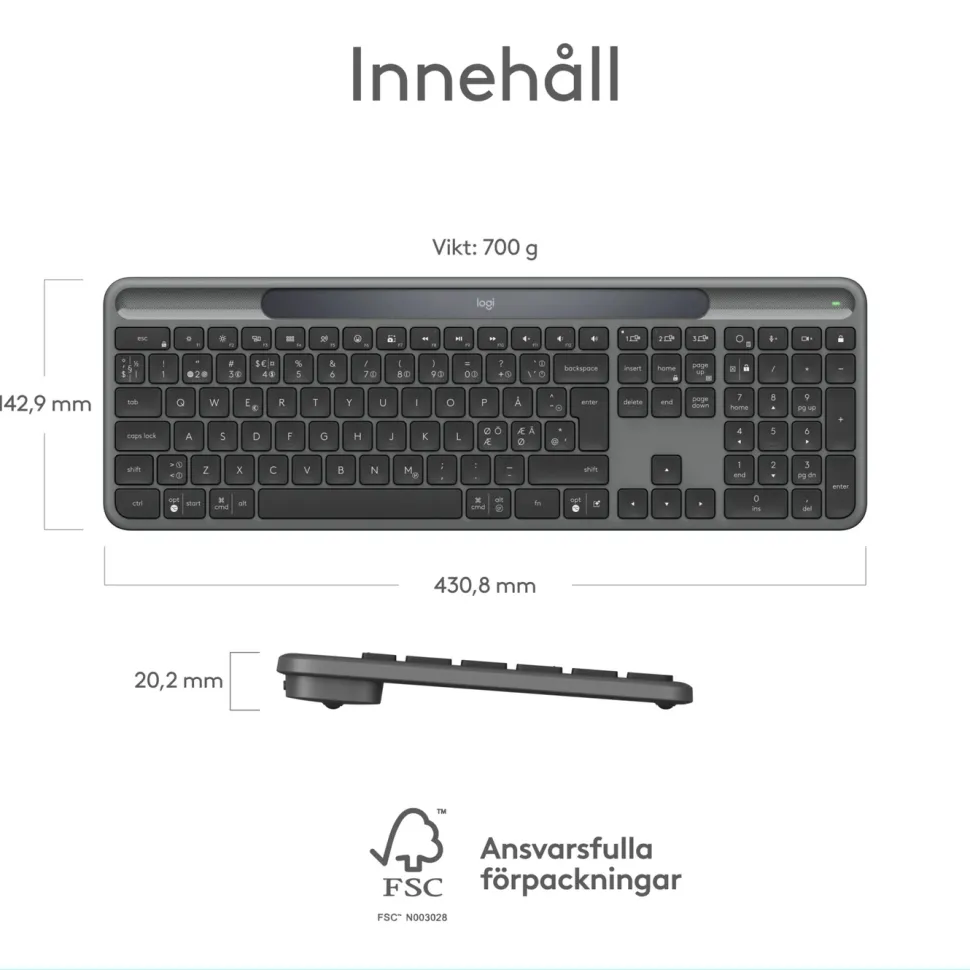 Logitech Signature Slim Solar+ Trådlöst tangentbord