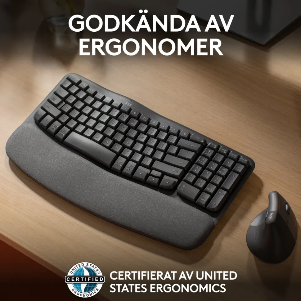 Logitech Wave Keys Trådlöst Ergonomiskt tangentbord