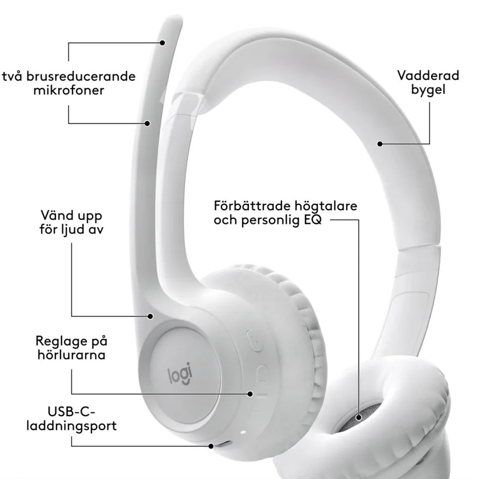 Logitech Zone 300 Trådlöst headset Off-white