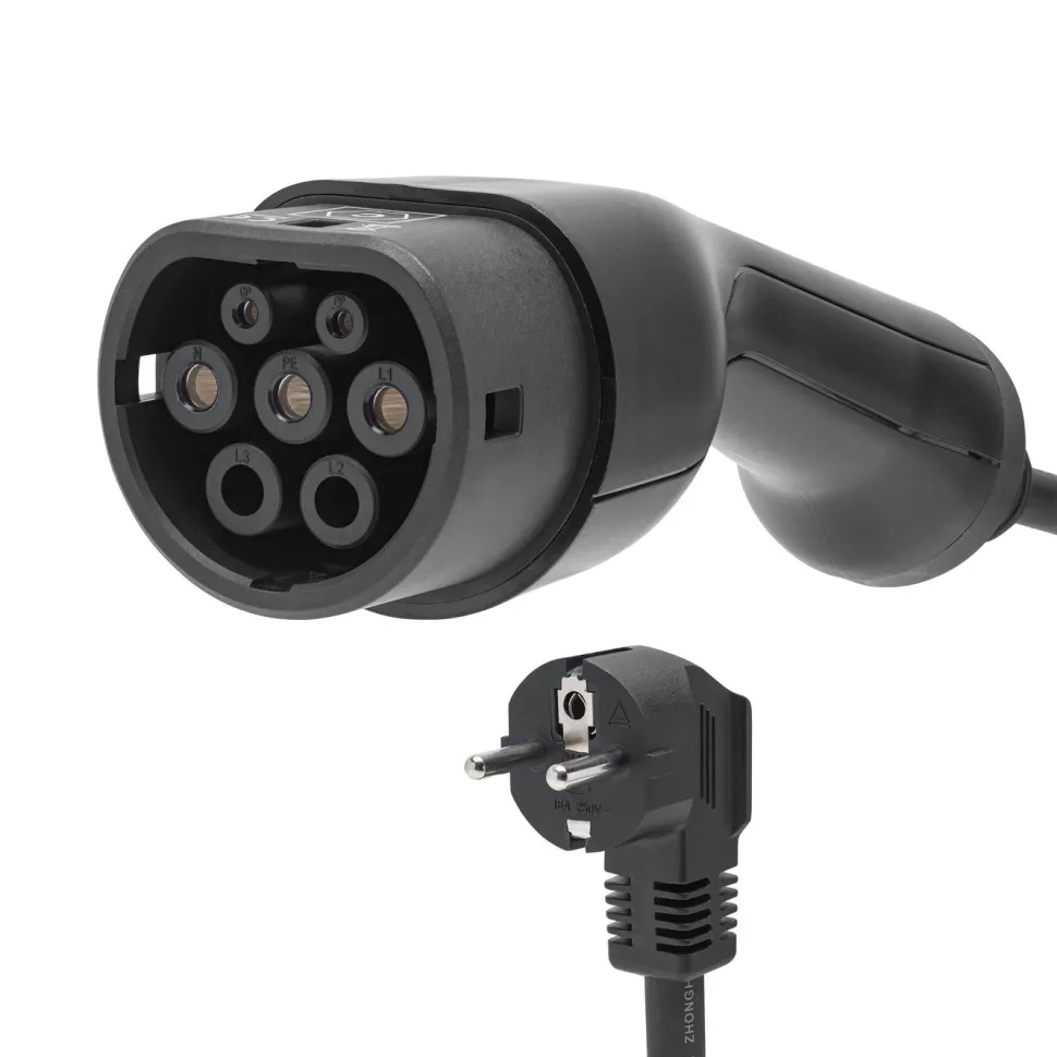 Luxorparts Bärbar elbilsladdare/laddkabel Typ 2 med stickpropp (schuko) 5 m