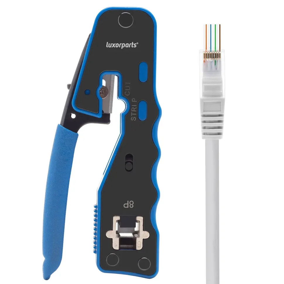 Luxorparts Crimptång med klipp- och skalfunktion för RJ45-kontakter