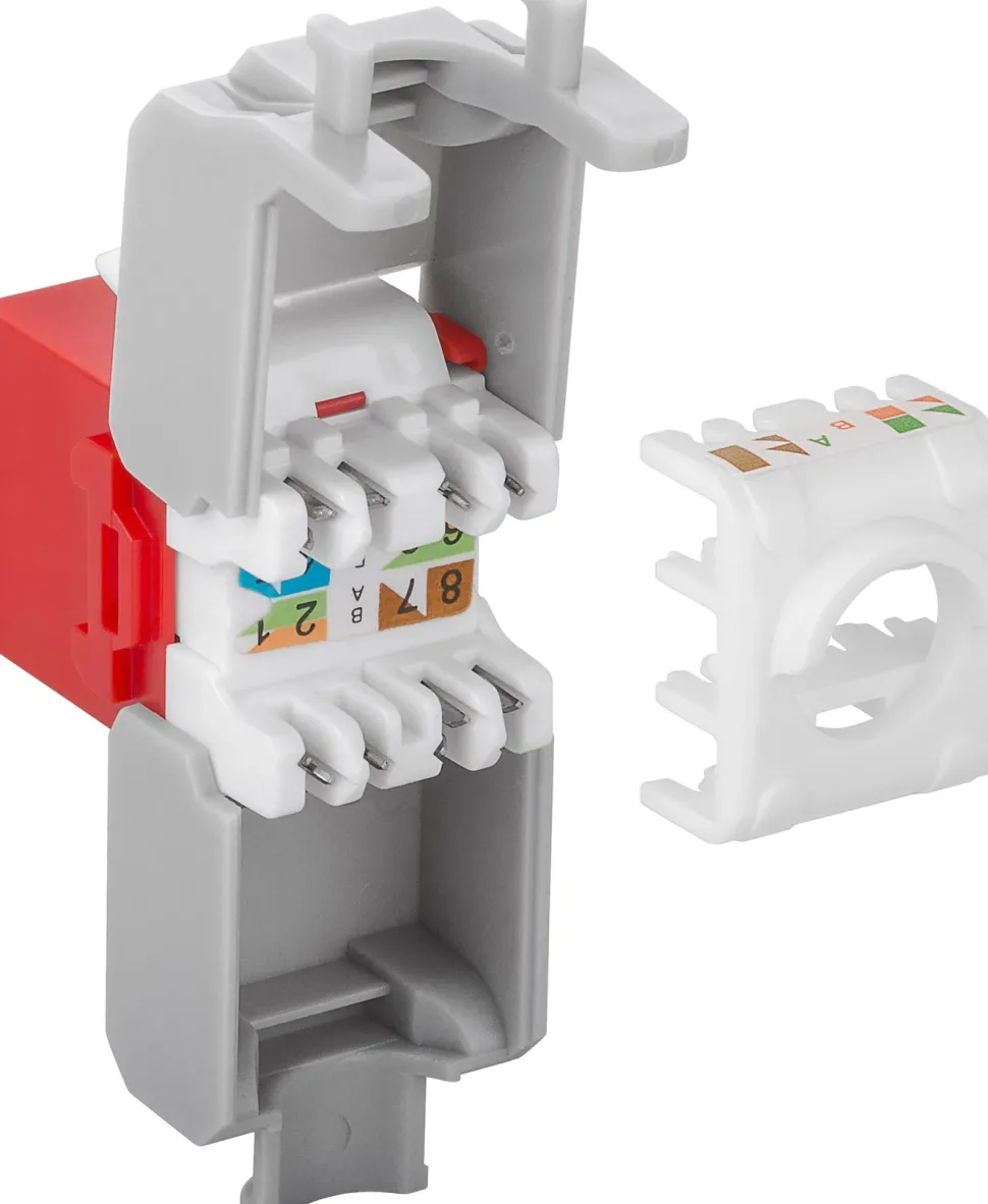Luxorparts Keystone-jack Cat. 6a UTP verktygsfri Röd