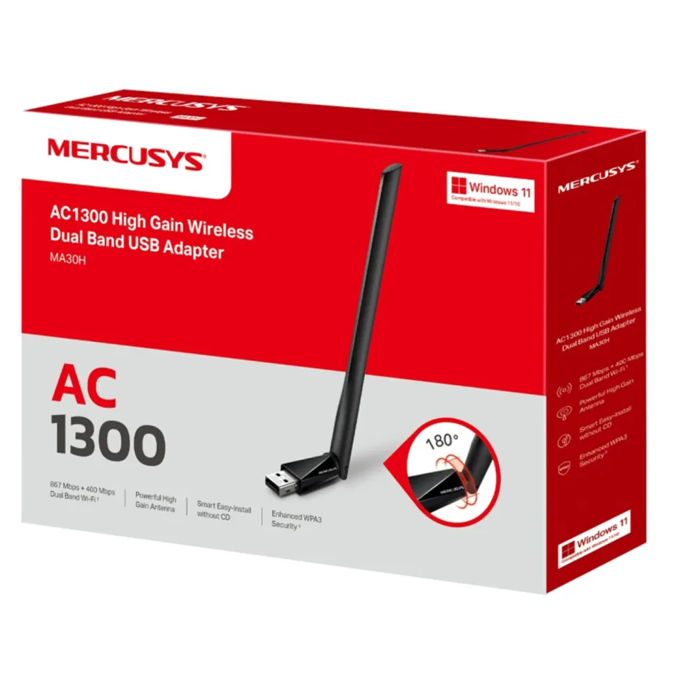 Mercusys MA30H AC1300 USB-nätverksadapter