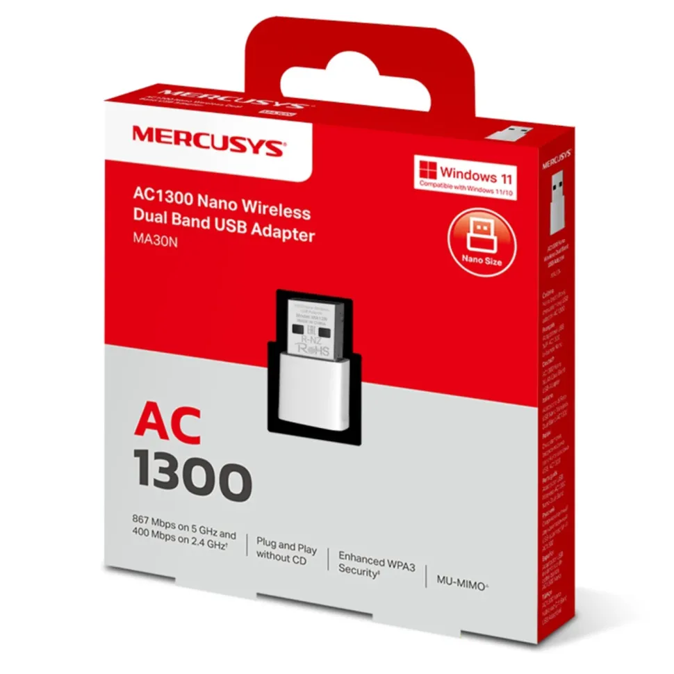 Mercusys MA30N AC1300 USB-nätverksadapter
