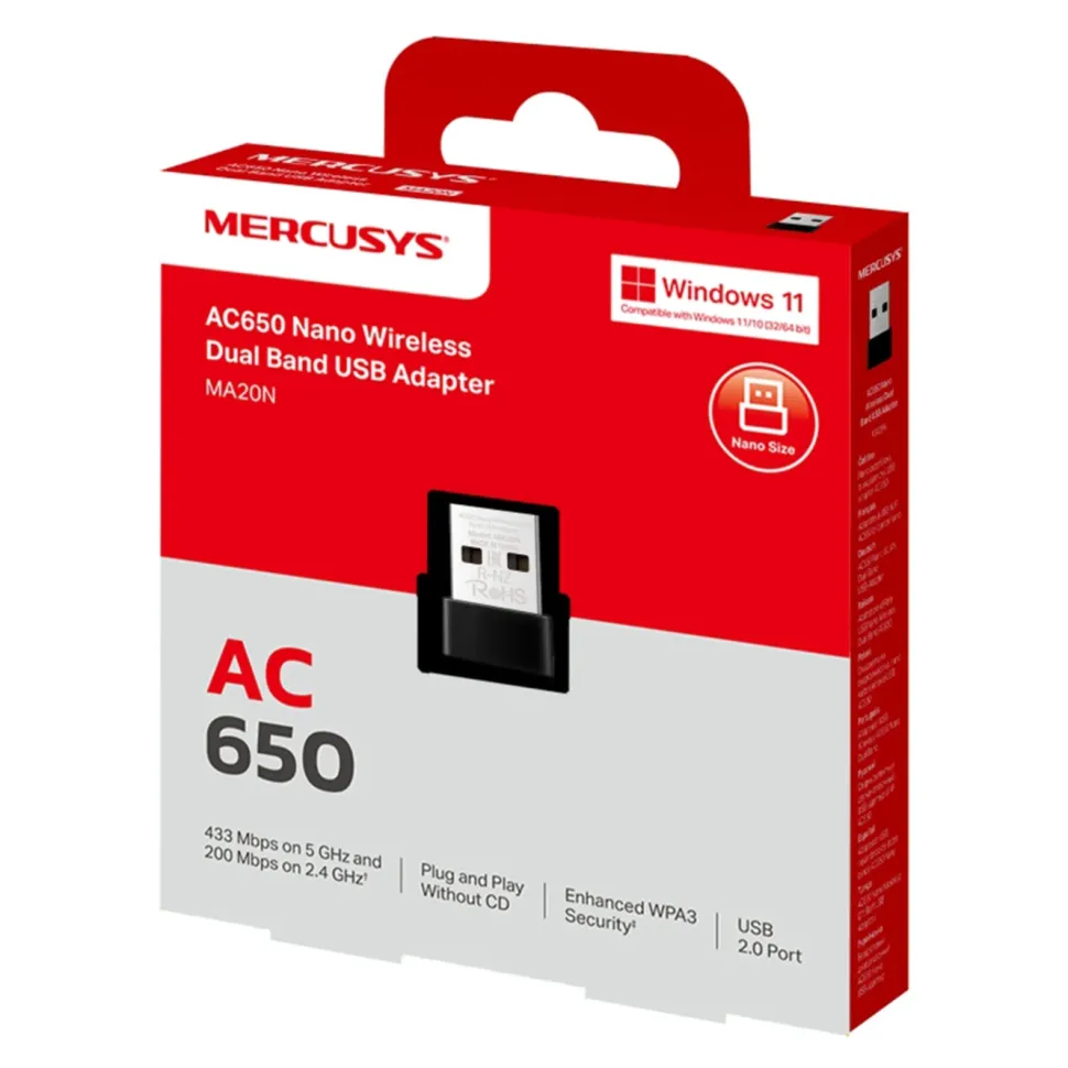 Mercusys MA20N AC650 USB-nätverksadapter
