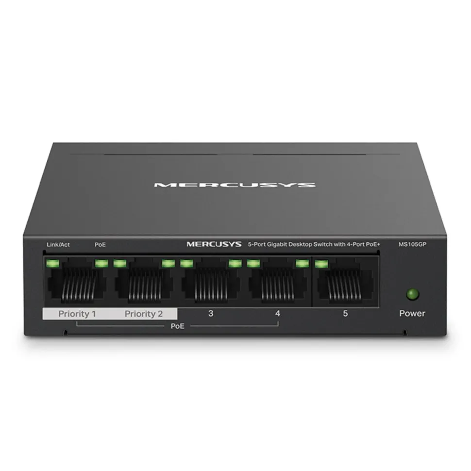 Mercusys MS105GP 5-portars gigabitswitch med POE+