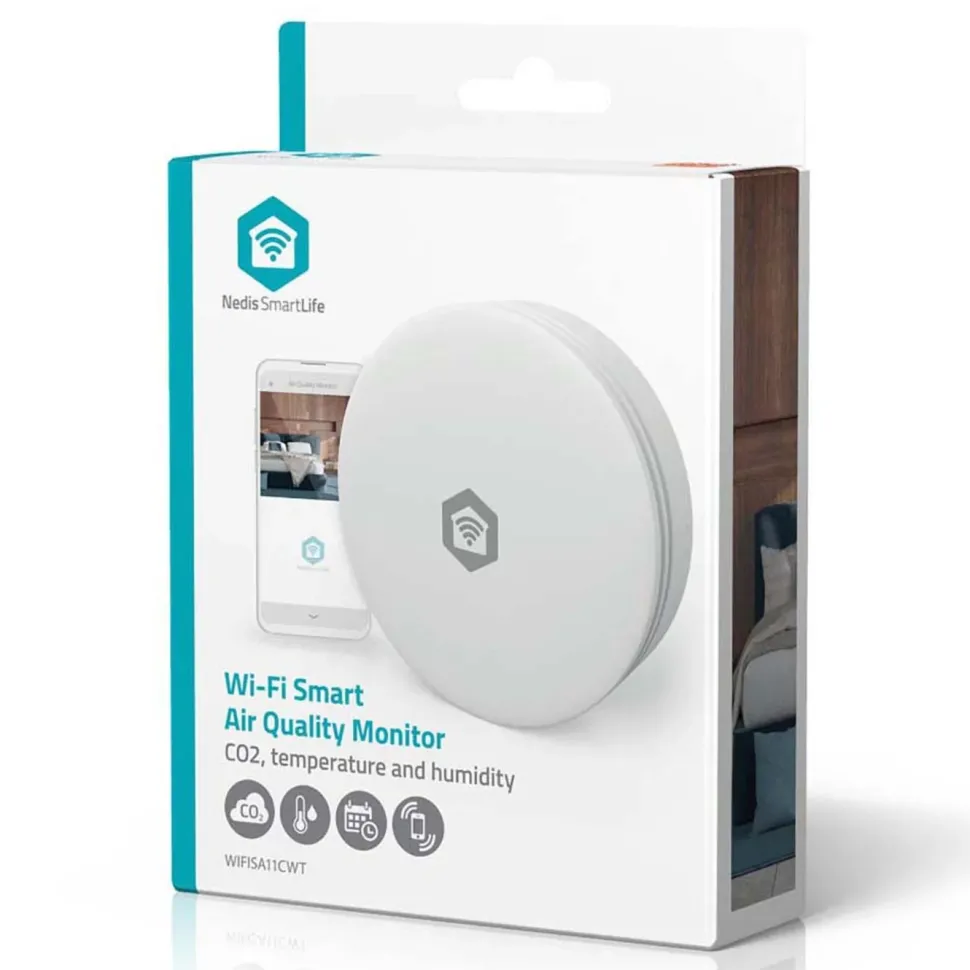 Nedis SmartLife luftkvalitetsmätare med CO₂-sensor och wifi