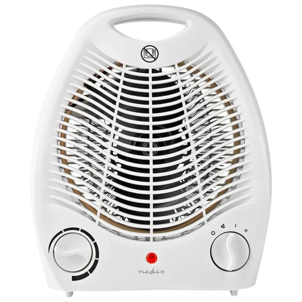 Nedis Värmefläkt 1000/2000 W med vältskydd Vit