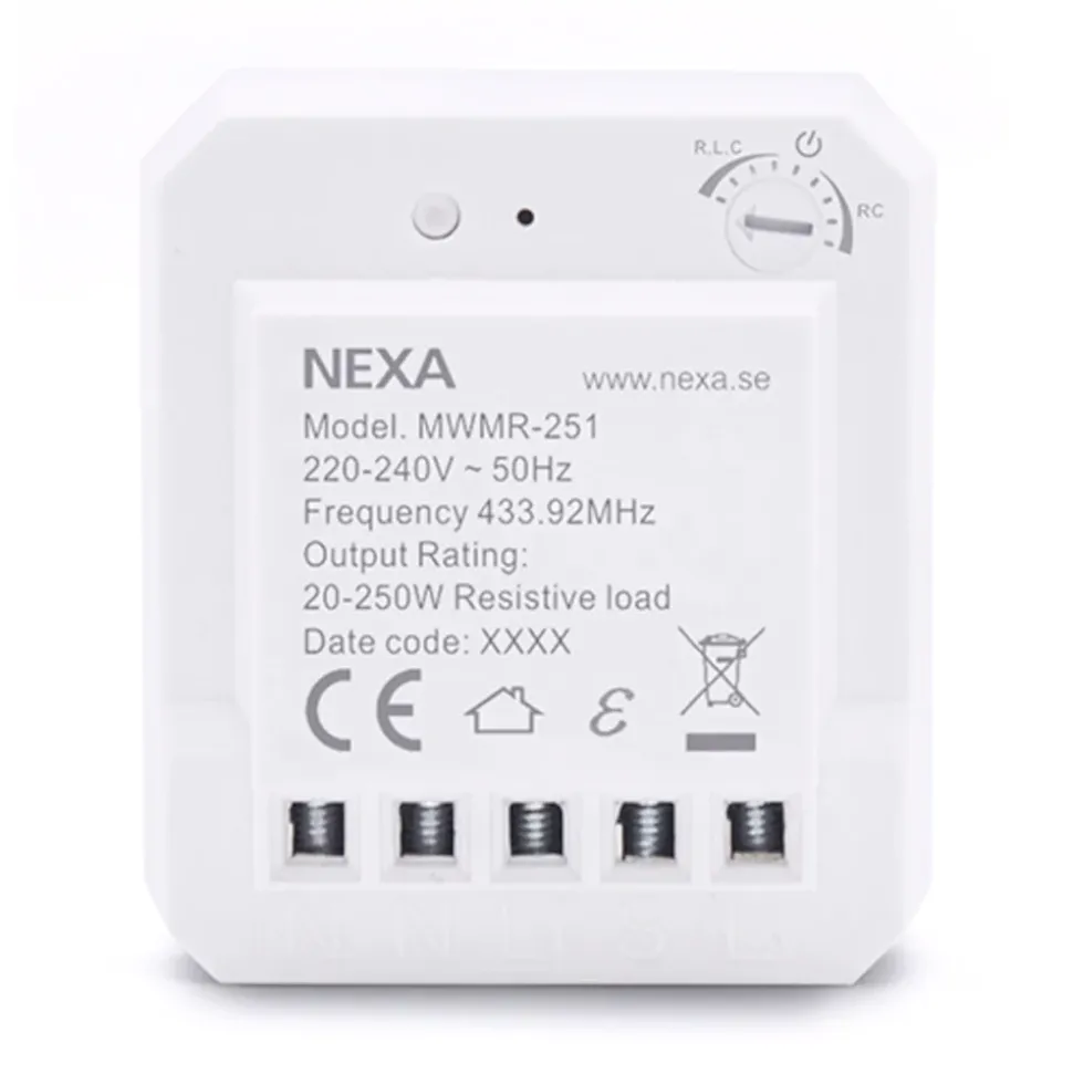 Nexa Infälld fjärrströmbrytare med dimmerfunktion 250 W