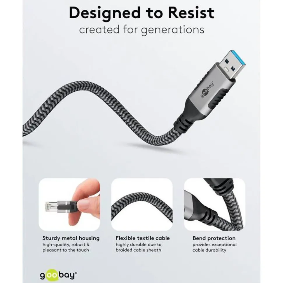Nätverkskabel med USB-anslutning USB-A 2 m