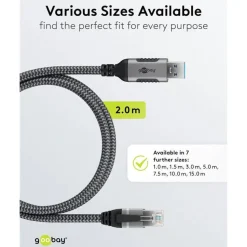 Nätverkskabel med USB-anslutning USB-A 2 m