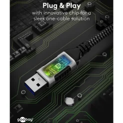 Nätverkskabel med USB-anslutning USB-A 1 m