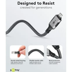 Nätverkskabel med USB-anslutning USB-C 2 m