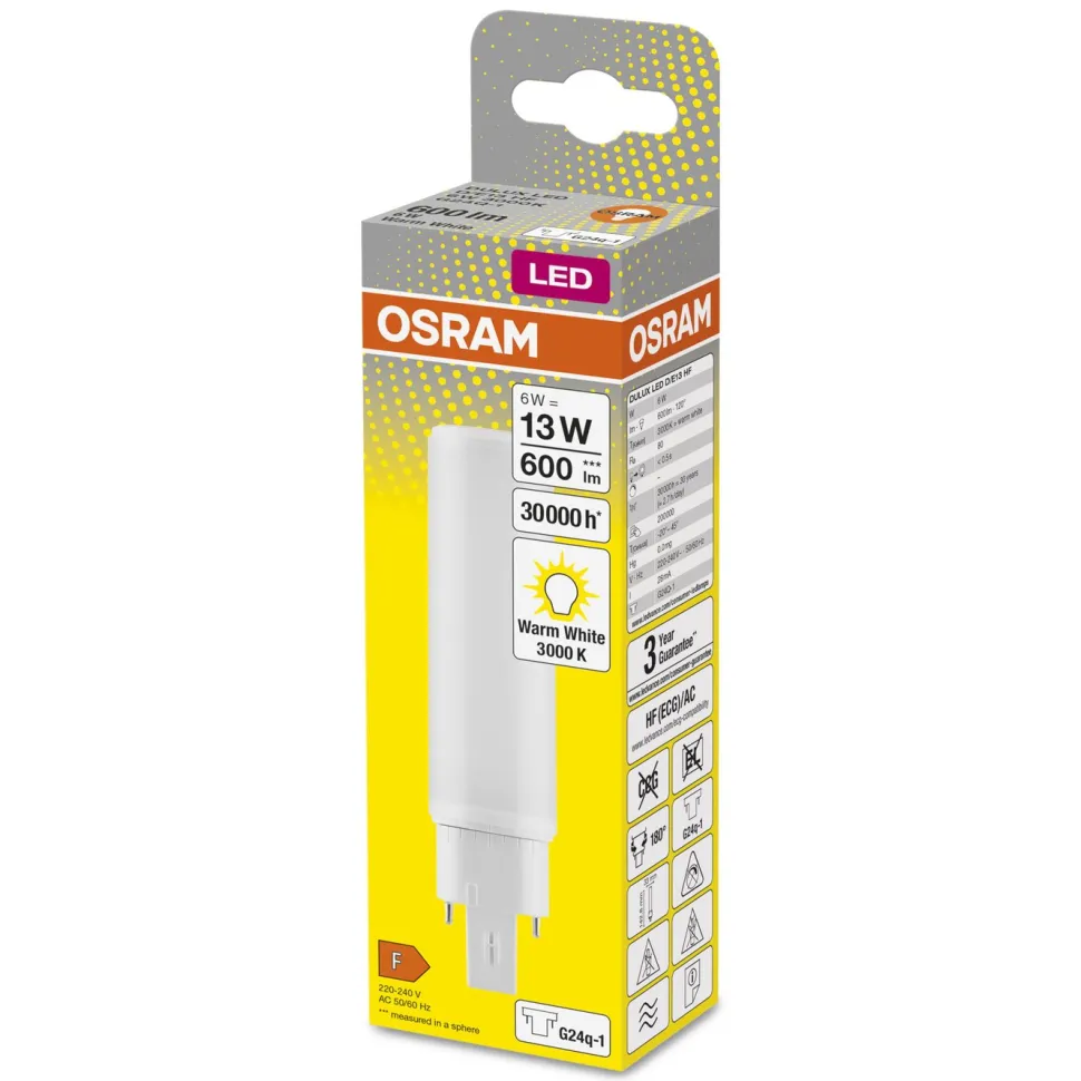 Osram LED-kompaktlysrör G24Q 600 lm