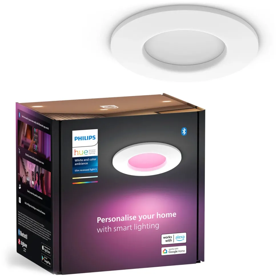 Philips Hue Slim infälld belysning Ø90 mm Vit