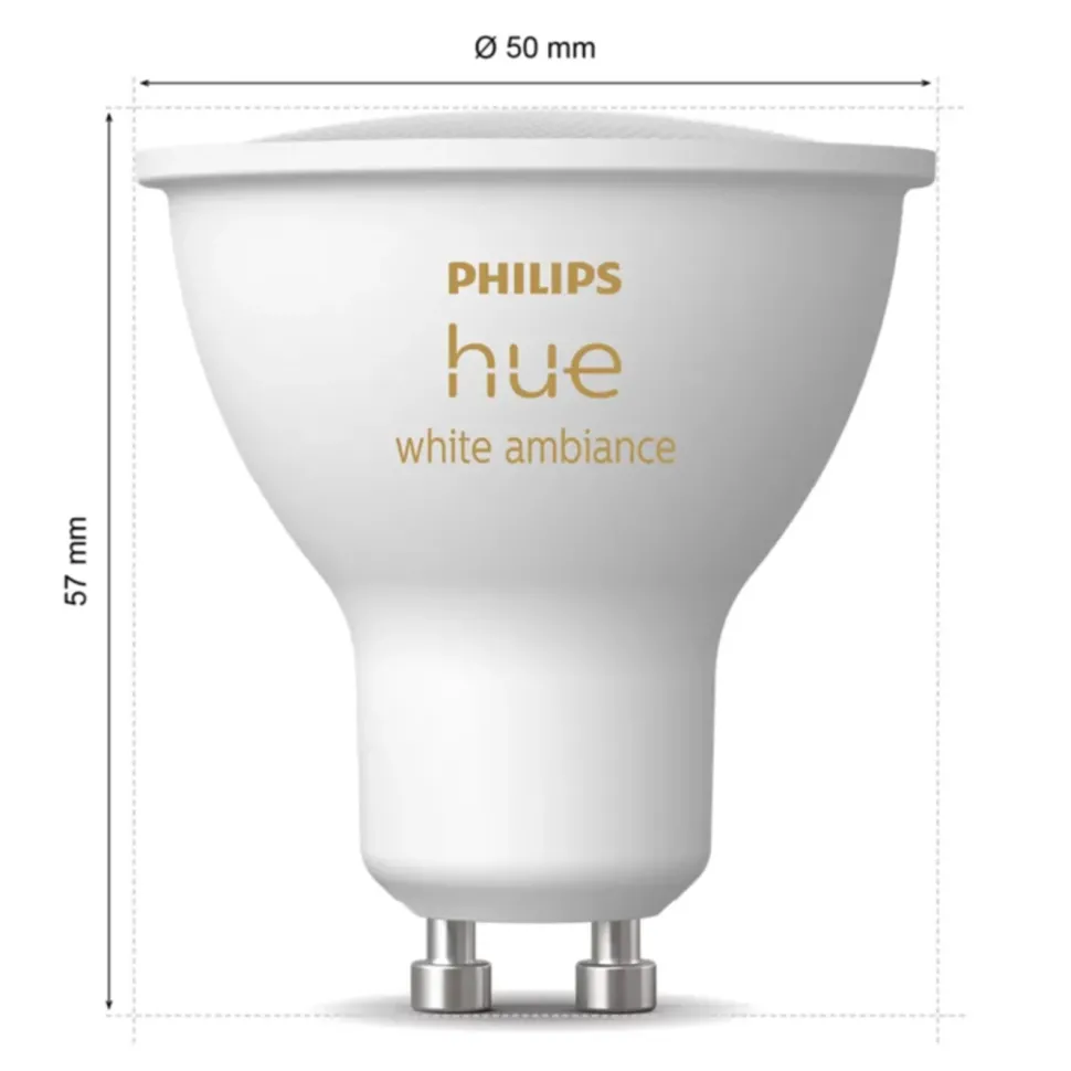 Philips Hue White Ambiance Smart LED-lampa GU10 400 lm 2-pack