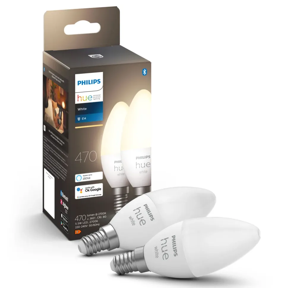 Philips Hue White Smart LED-lampa E14 470 lm 2-pack