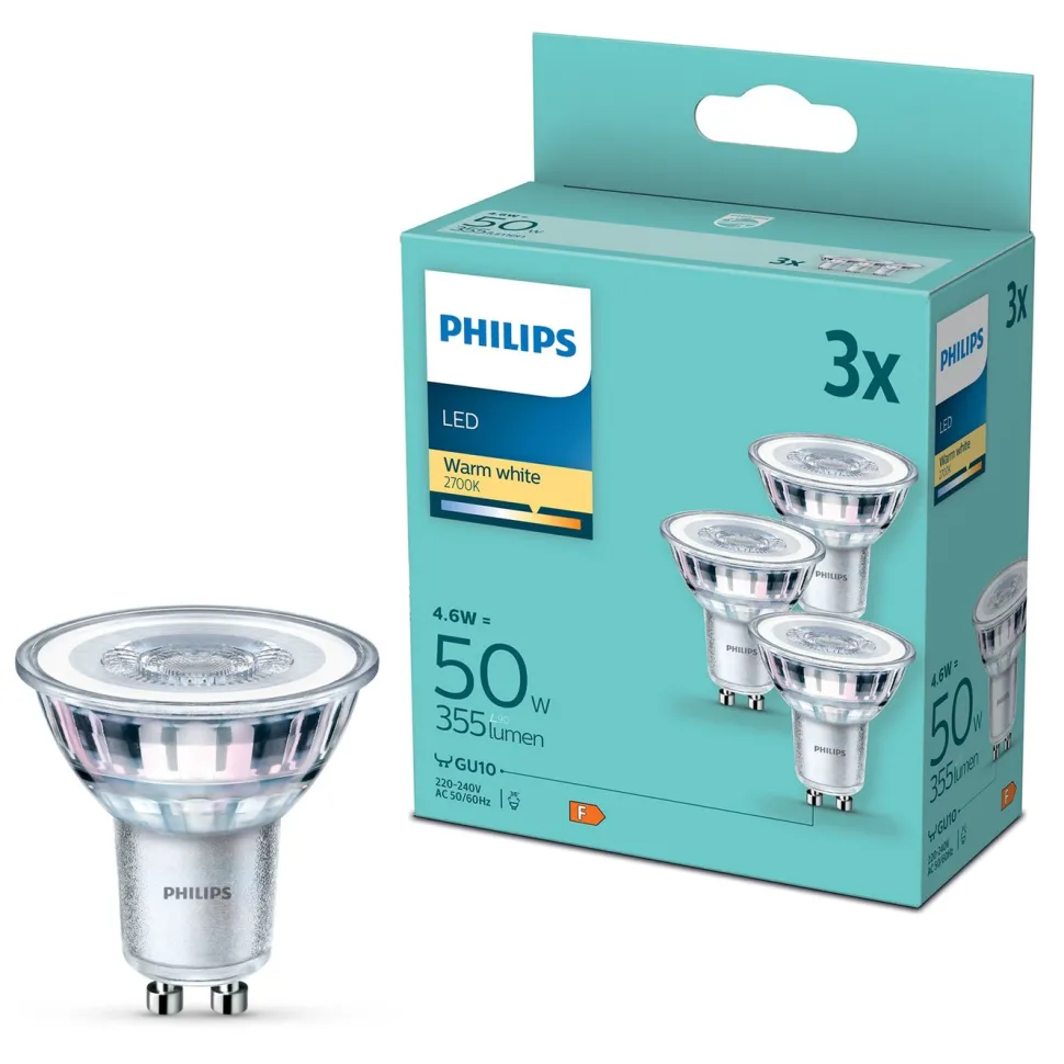 Philips LED-lampa GU10 355 lm 3-pack