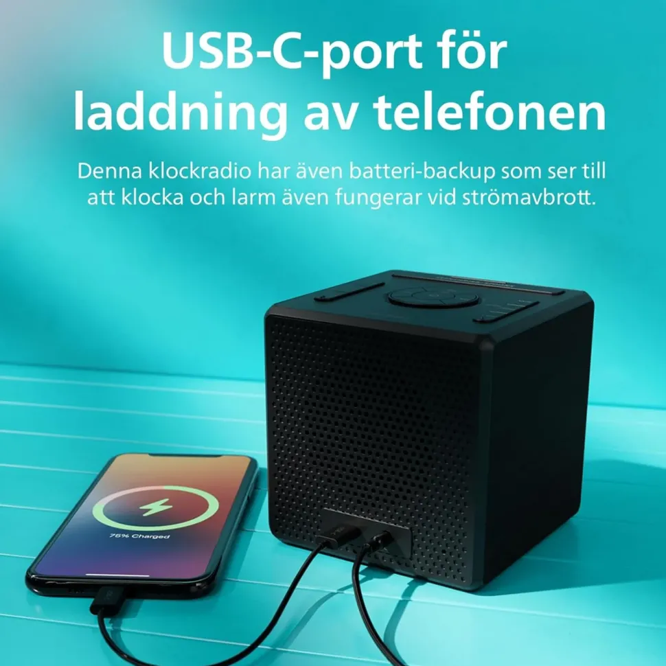 Philips R4500 FM-klockradio med USB-C