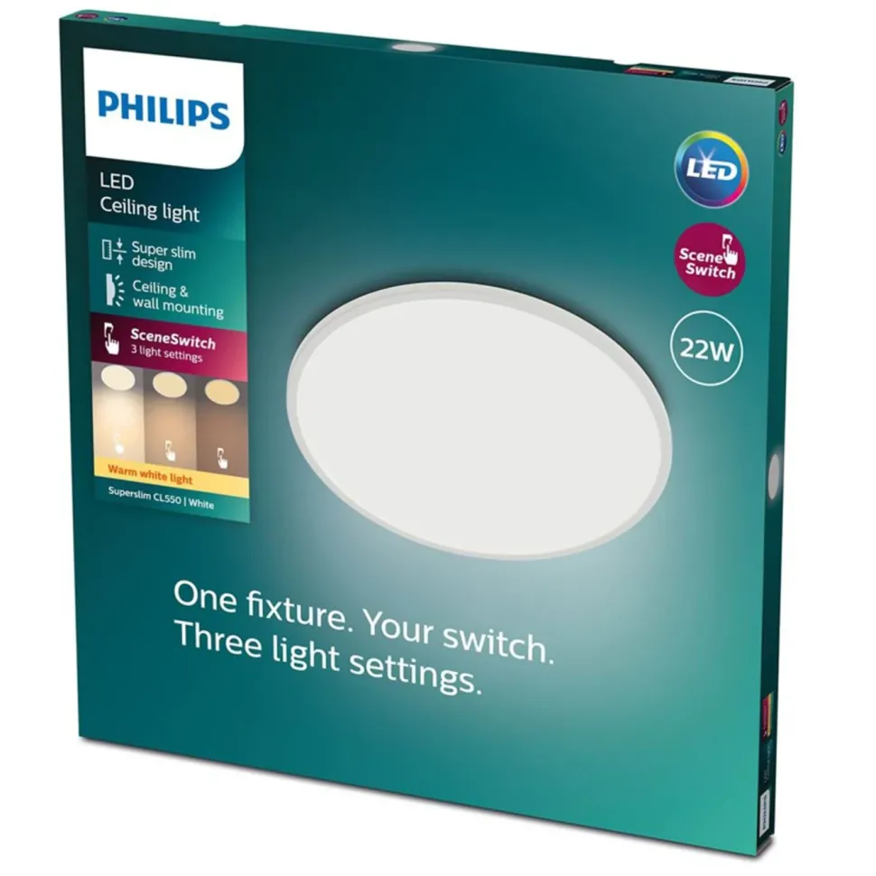 Philips Taklampa CL550 22 W med SceneSwitch Vit