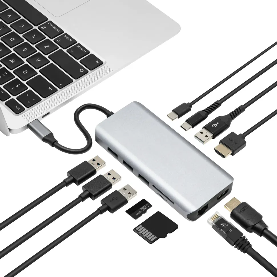 Plexgear Multiadapter för USB-C med 12 anslutningar