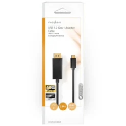 Plexgear USB-C-kabel till Displayport 2 m