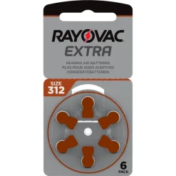 Rayovac Hörapparatsbatterier Brun ZA312 6-pack