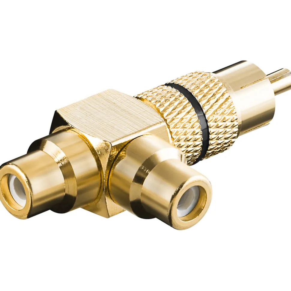 RCA-adapter med ljudavtappning Guldpläterad Svart