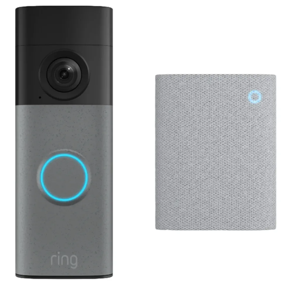 Ring Battery Video Doorbell + Chime Retinal 2K Speckled Grey