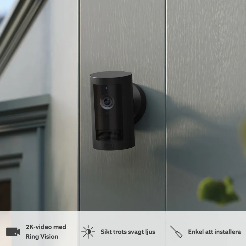 Ring Outdoor Cam Plus Battery - Retinal 2K övervakningskamera Svart