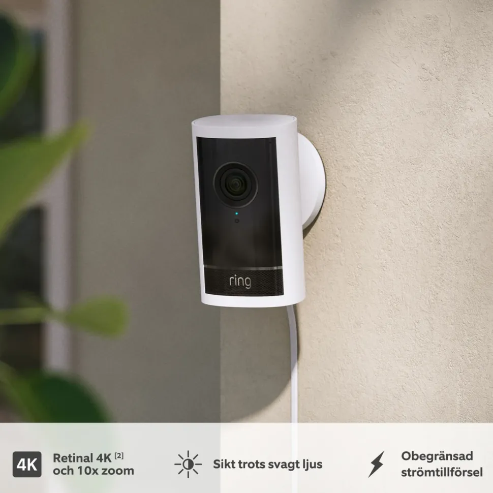 Ring Outdoor Cam Pro Plug-in - Retinal 4K övervakningskamera Vit