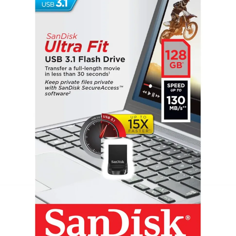 Sandisk Ultra Fit 3.2 USB-minne 128 GB