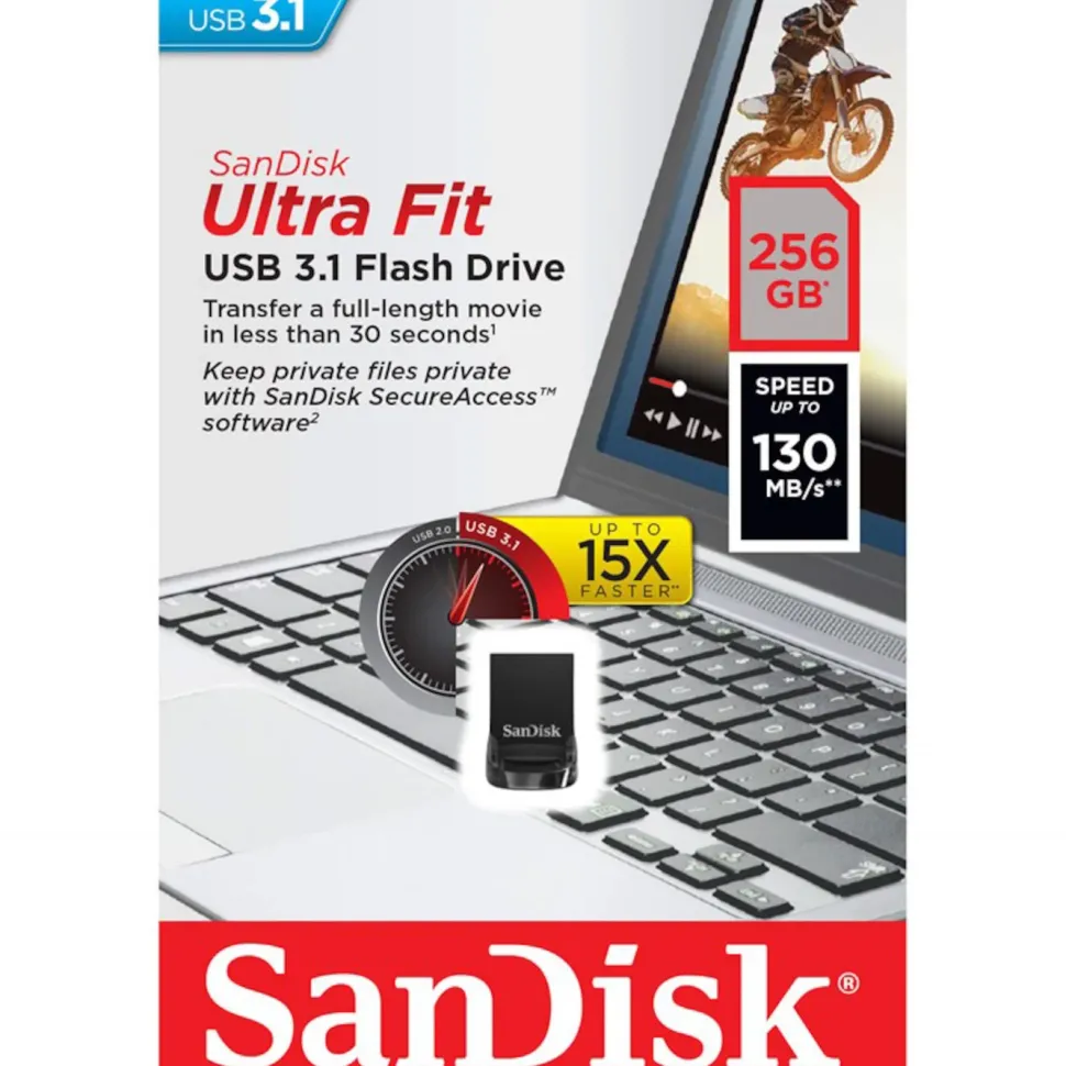 Sandisk Ultra Fit 3.2 USB-minne 256 GB
