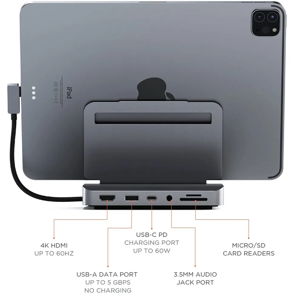 Satechi Aluminum Stand Hub för iPad Pro (2018 och senare)