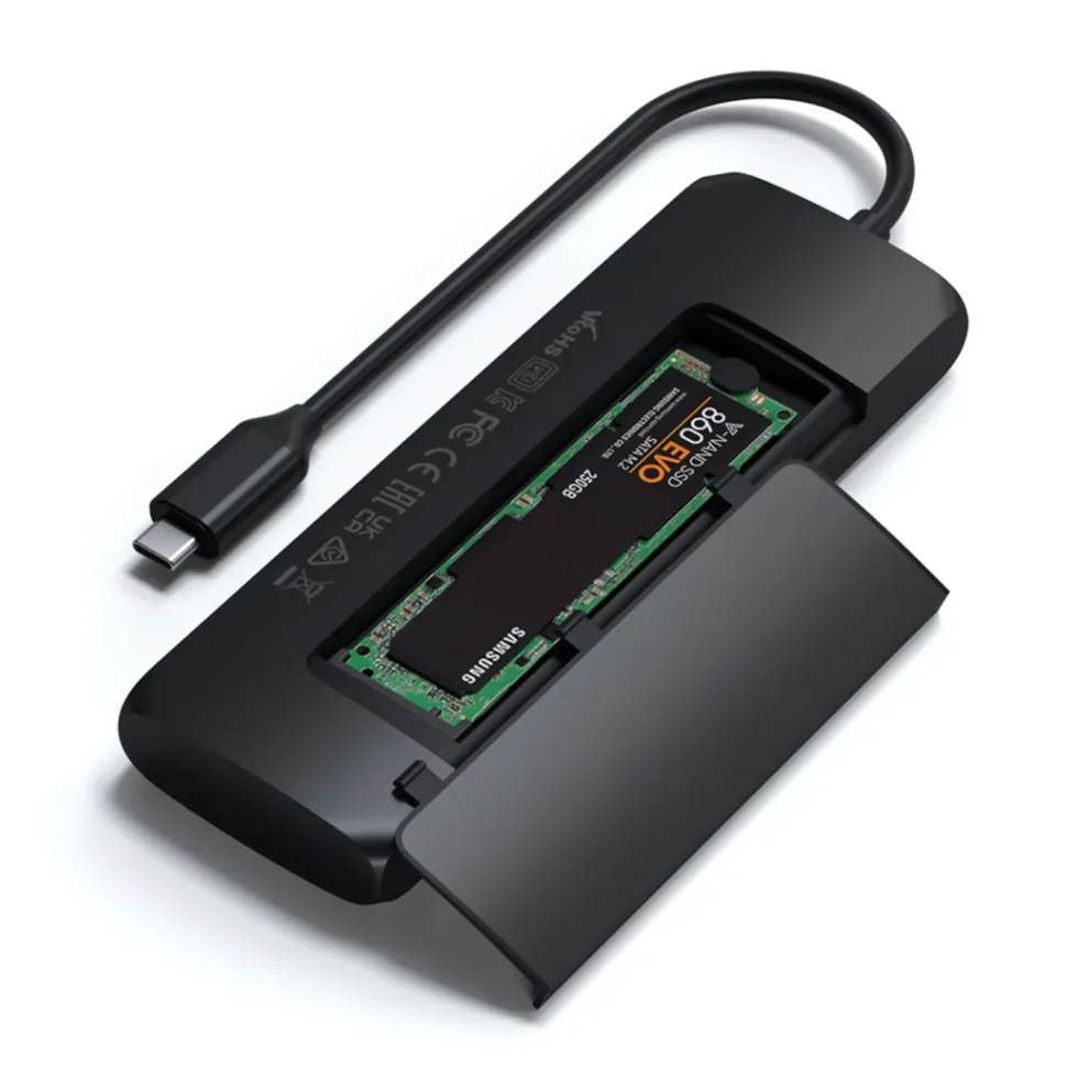Satechi USB-C Multiadapter med SSD-plats Svart