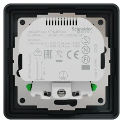 Schneider Electric Exxact Jordat vägguttag med USB-portar Svart
