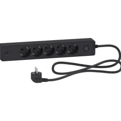 Schneider Electric Grenuttag med brytare och USB-uttag 5-vägs Svart