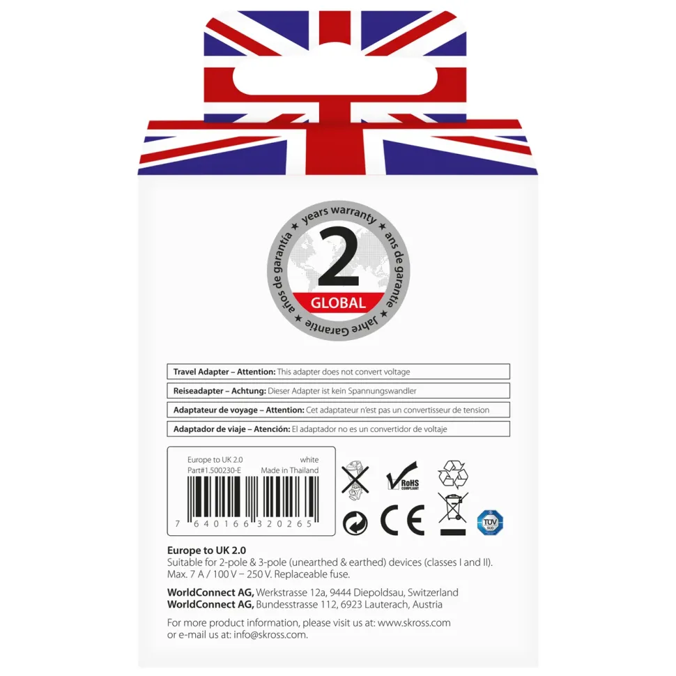 Skross Jordad reseadapter UK