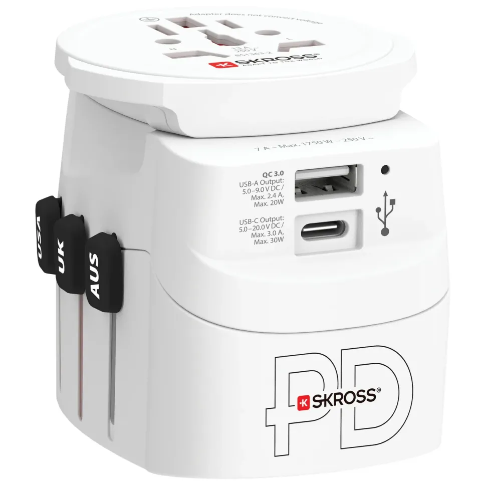 Skross Jordad reseadapter Universal med USB-uttag