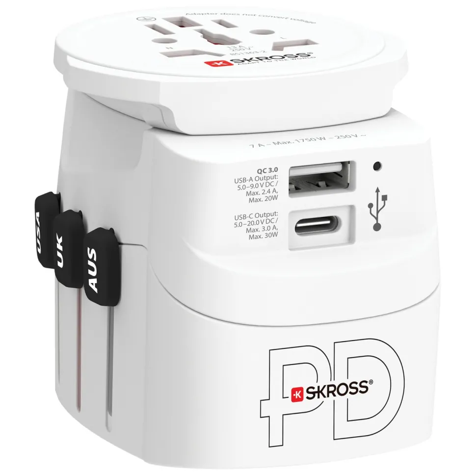 Skross Jordad reseadapter Universal med USB-uttag