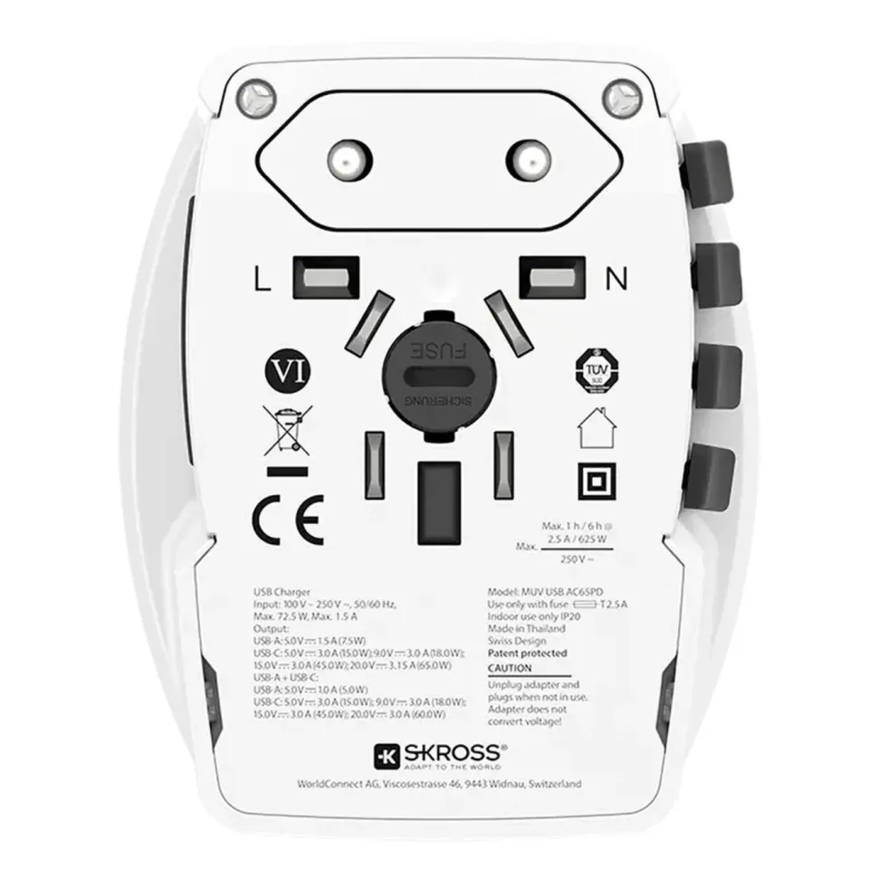 Skross Ojordad reseadapter Universal med USB PD 65W